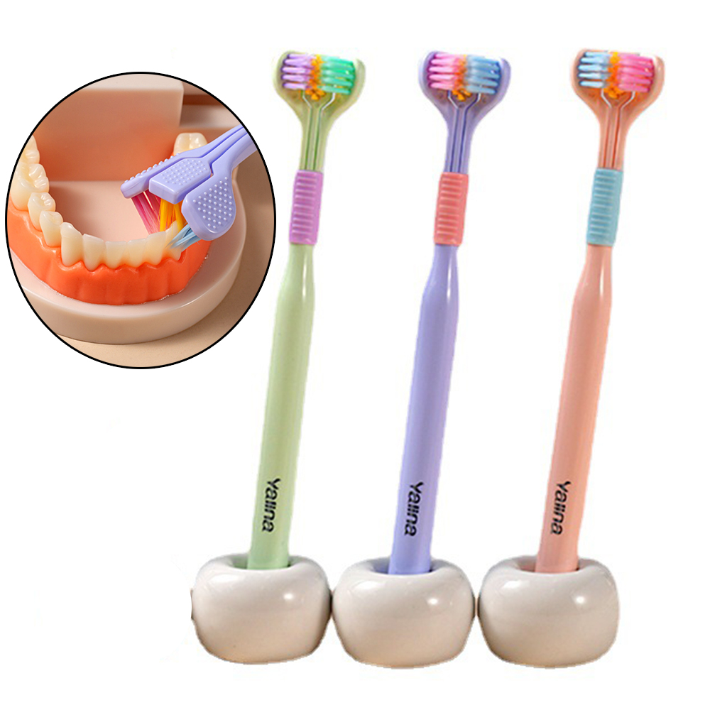 Yalina 3-sided toothbrush for adults and children