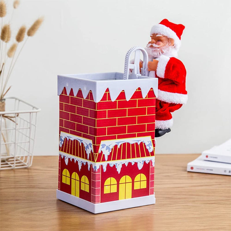 Animated Electric Santa Claus Ladder Climber with Christmas Music