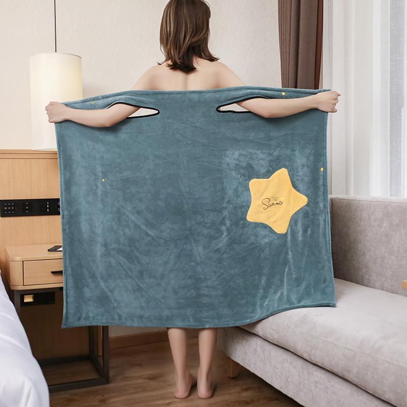 Plush microfiber quick-drying bathrobes for women