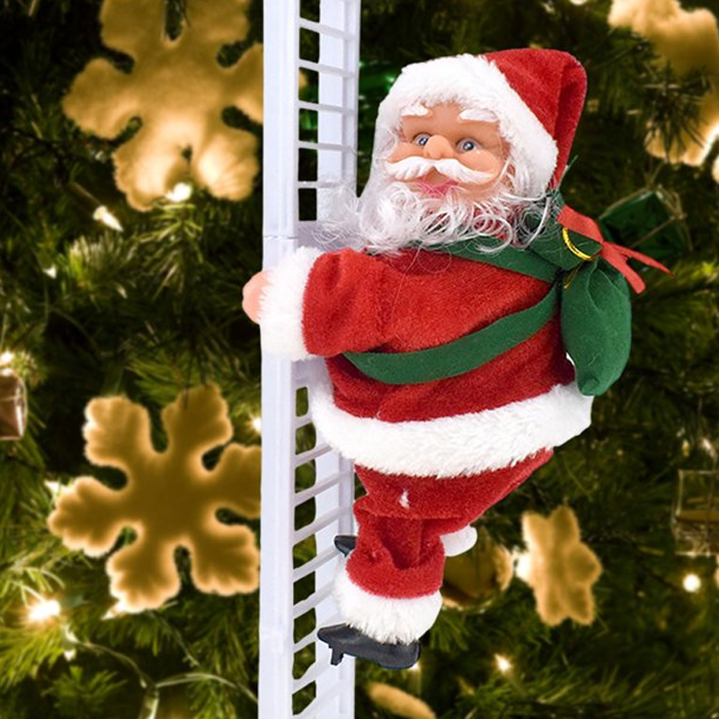 Animated Electric Santa Claus Ladder Climber with Christmas Music