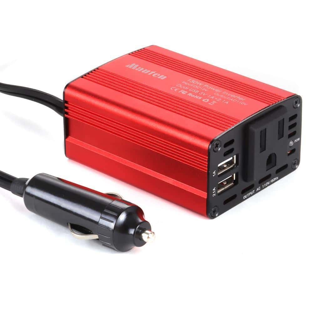 150W Car Power Inverter DC 12V to 110V AC Car USB Charging Ports