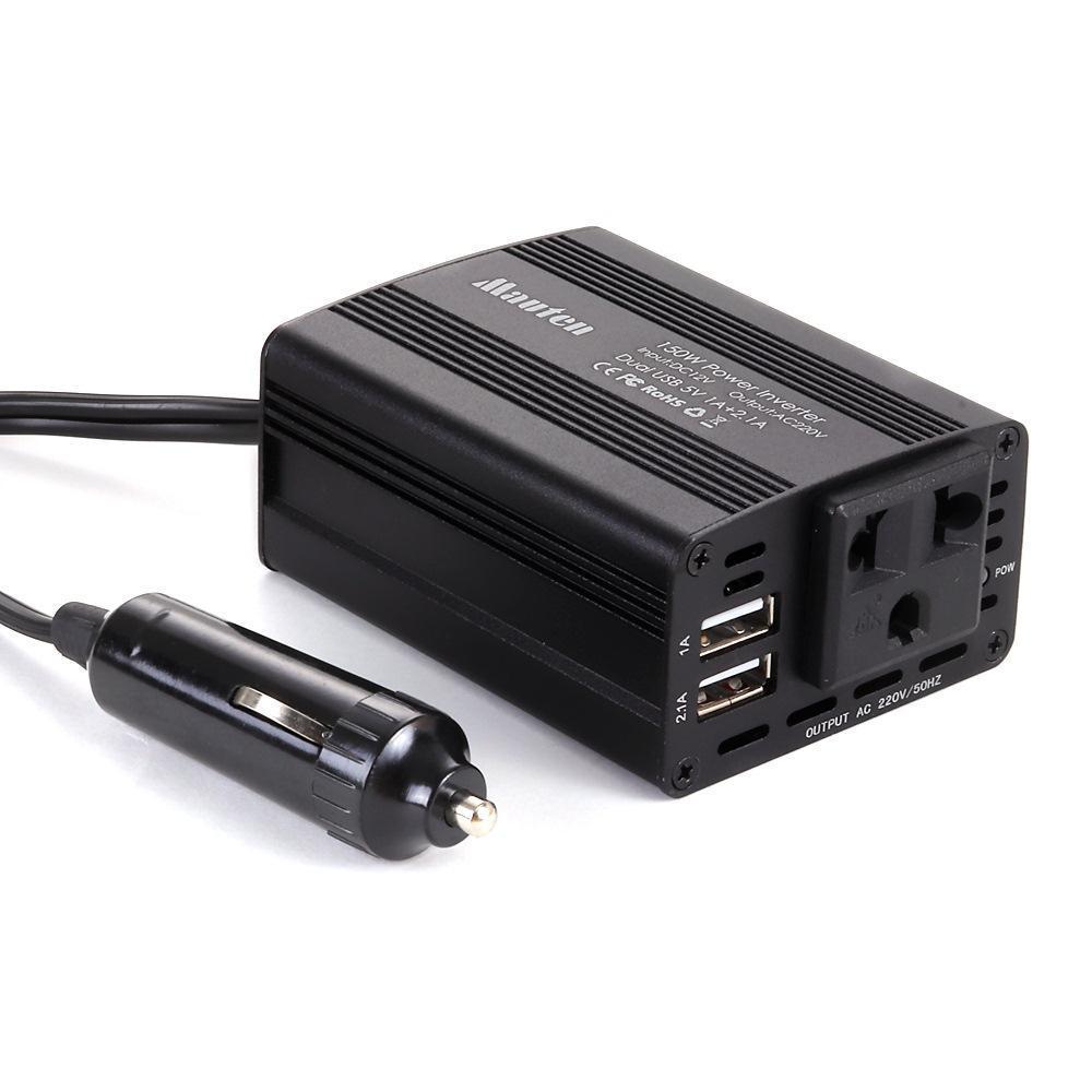 150W Car Power Inverter DC 12V to 110V AC Car USB Charging Ports