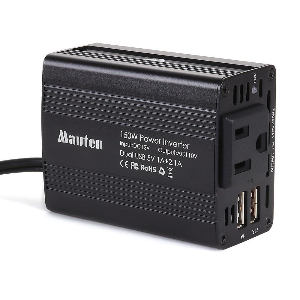 150W Car Power Inverter DC 12V to 110V AC Car USB Charging Ports