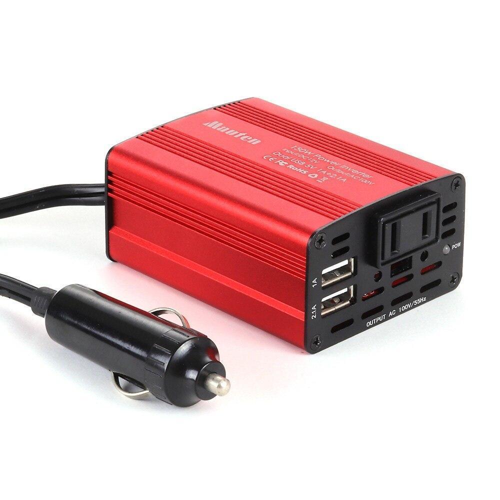 150W Car Power Inverter DC 12V to 110V AC Car USB Charging Ports
