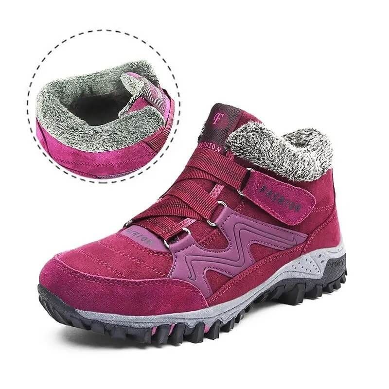 Owlkay Snowy Villia Leather Ankle Boots