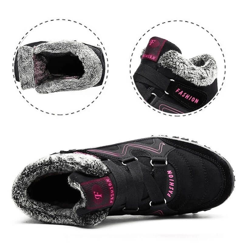 Owlkay Snowy Villia Leather Ankle Boots