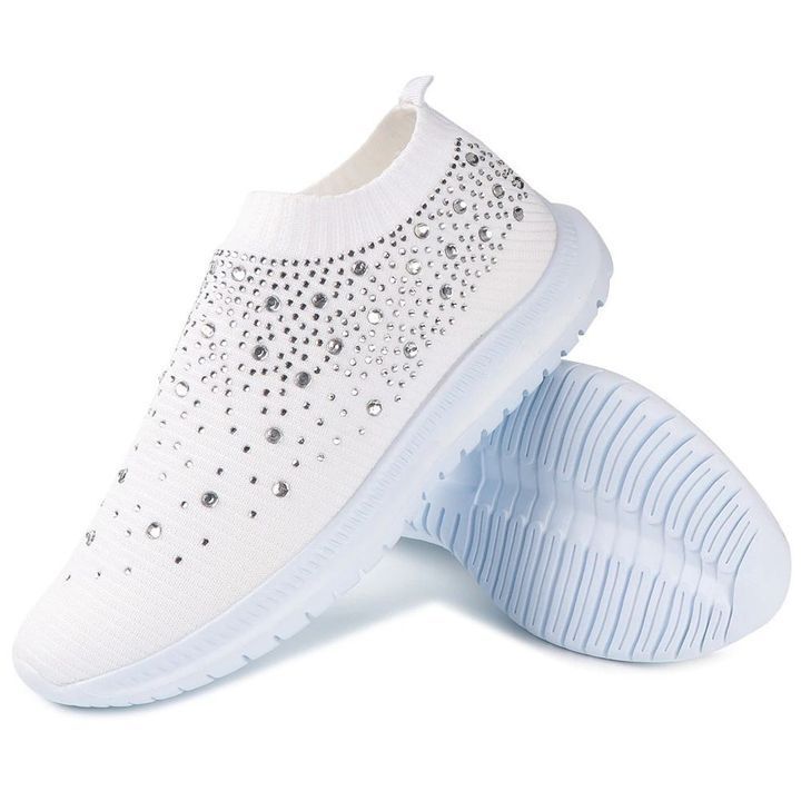 Nanccy Women’s Crystal Breathable Orthopedic Slip-On Walking Shoes