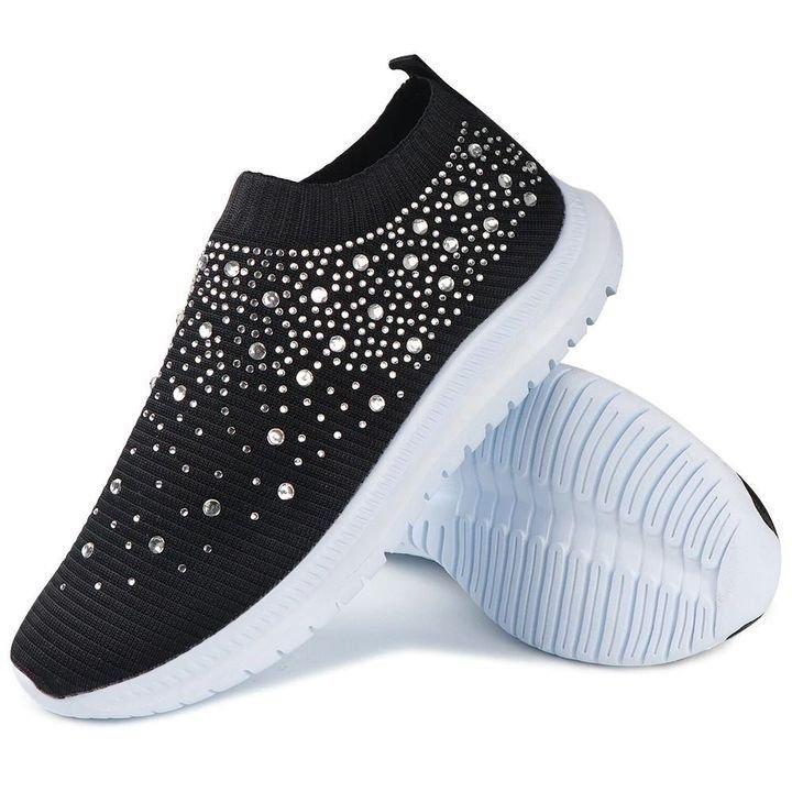 Nanccy Women’s Crystal Breathable Orthopedic Slip-On Walking Shoes