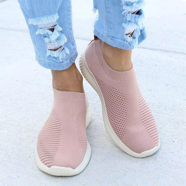 Nanccy Women’s Crystal Breathable Orthopedic Slip-On Walking Shoes