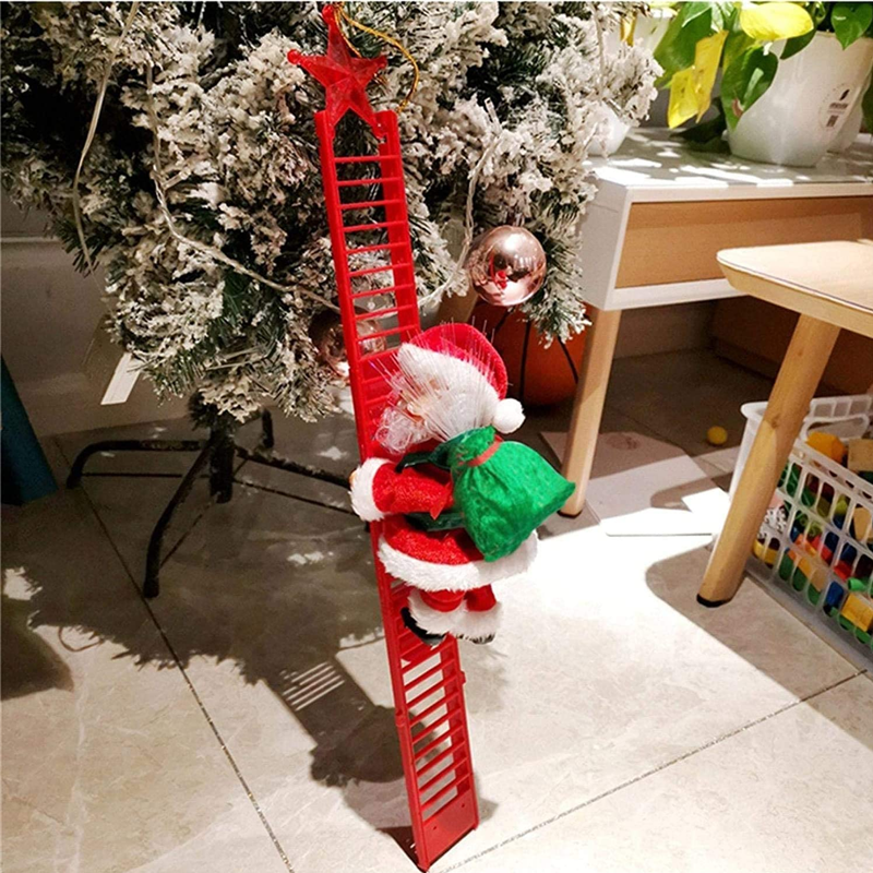 Animated Electric Santa Claus Ladder Climber with Christmas Music