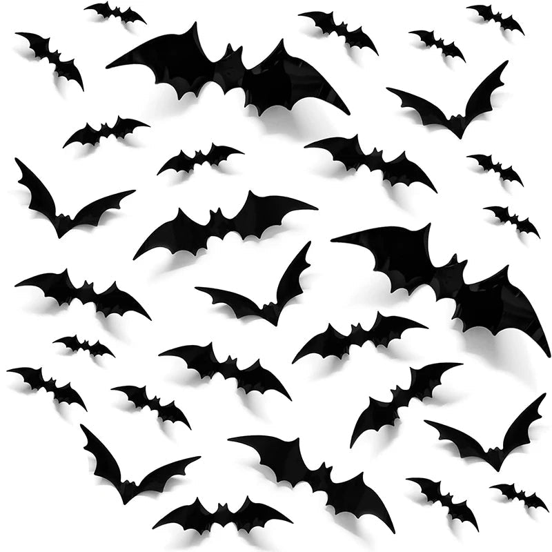 Autocollants muraux en PVC en forme de chauve-souris pour Halloween | Filindra