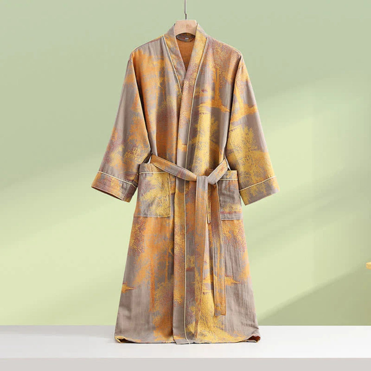 Soft Cotton Kimono Bathrobe — Lightweight Wrap Design