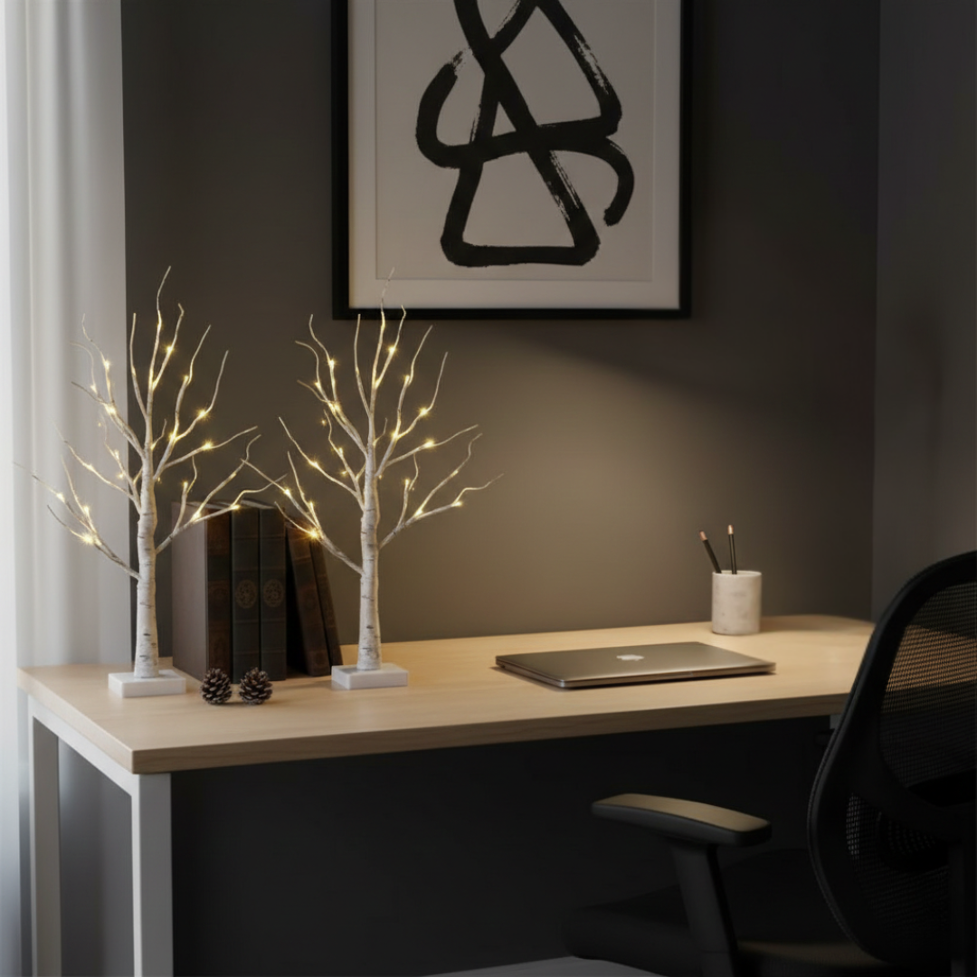 Birch Tree LED Branch Display — Sculptural Form, Soft Natural Glow