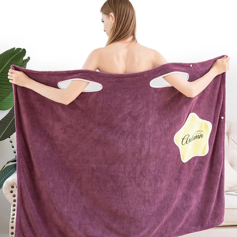 Plush microfiber quick-drying bathrobes for women