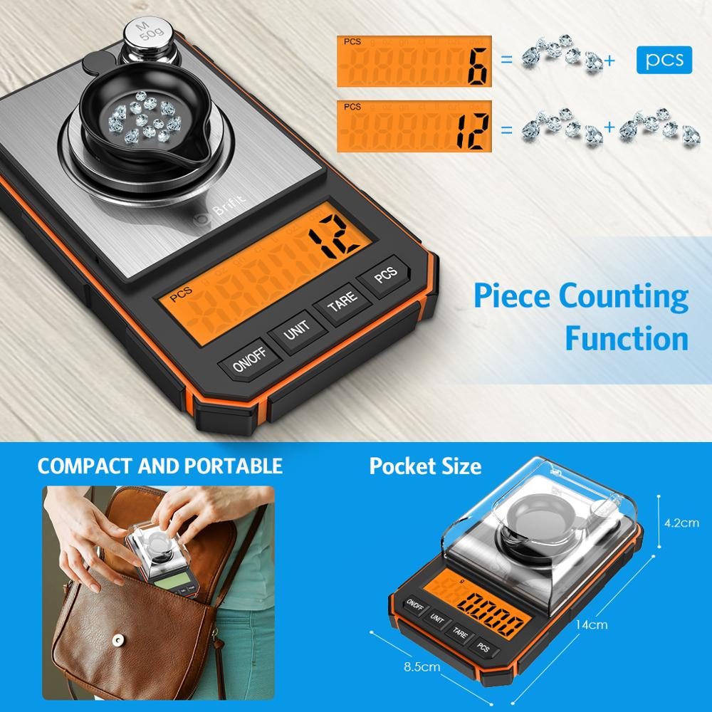 0.001g Digital Scale Portable Mini Scale Precise Graduation Professional Pocket Scale Milligram 50g Calibration Weights Tweezer