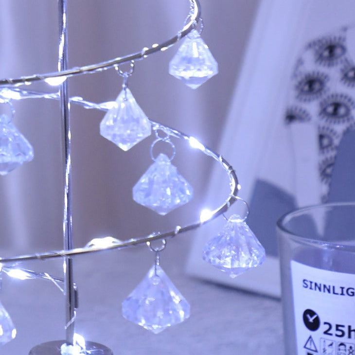 Lampe de table en forme de sapin de Noël en cristal — veilleuse réutilisable