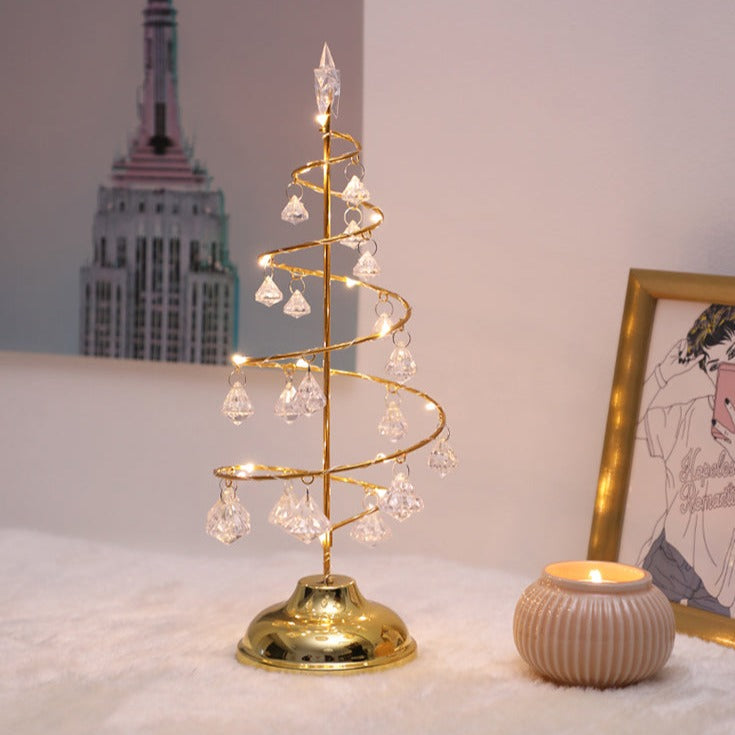 Lampe de table en forme de sapin de Noël en cristal — veilleuse réutilisable