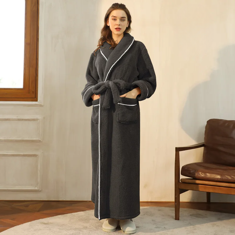 CozyFlannel Winter Bathrobe — Tie Belt, Turn-Down Collar