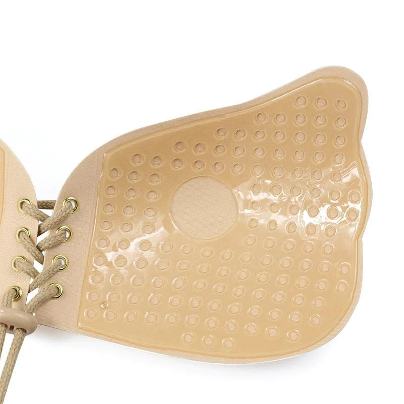 Invisible adhesive bra with lace