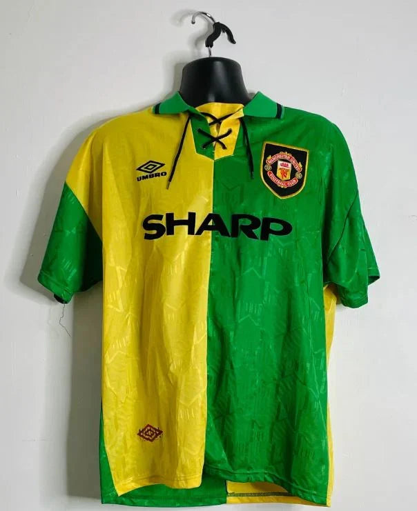 Manchester United 1992 Eric Cantona #7 groen-gouden retro-voetbalshirt