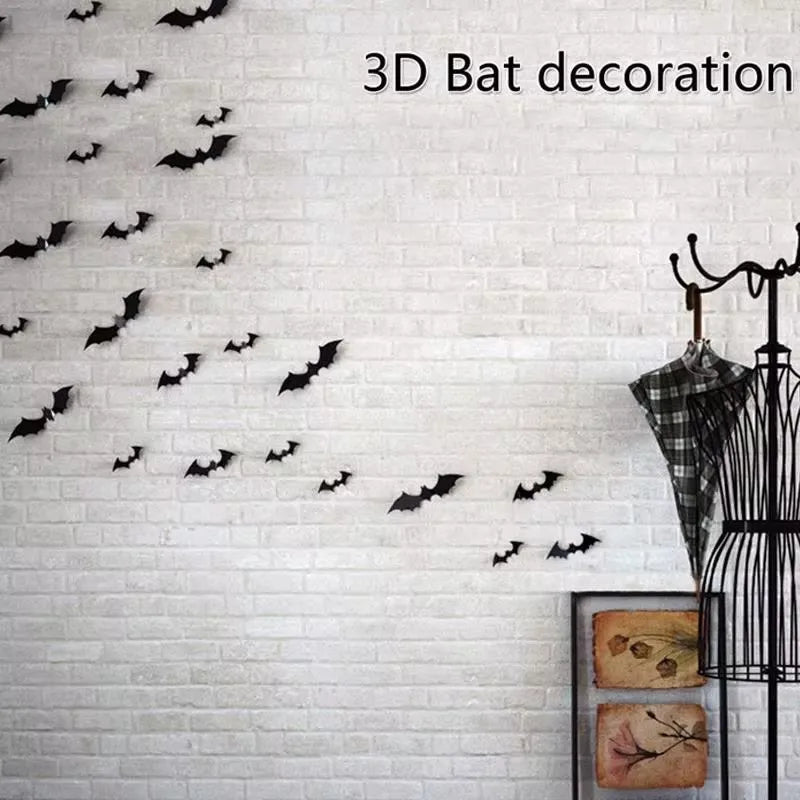 Autocollants muraux en PVC en forme de chauve-souris pour Halloween | Filindra