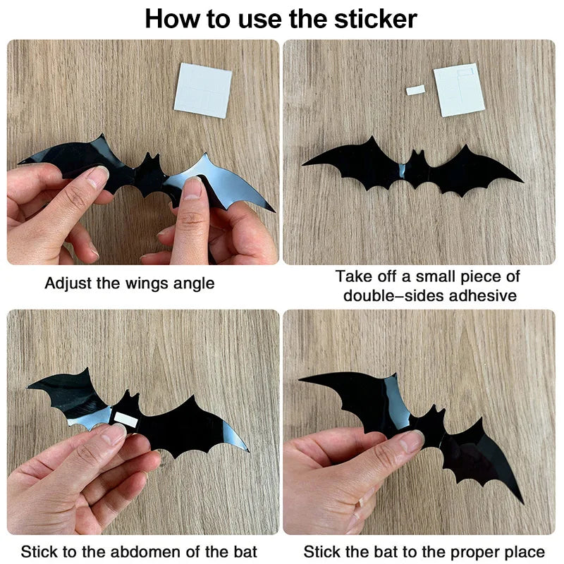Autocollants muraux en PVC en forme de chauve-souris pour Halloween | Filindra
