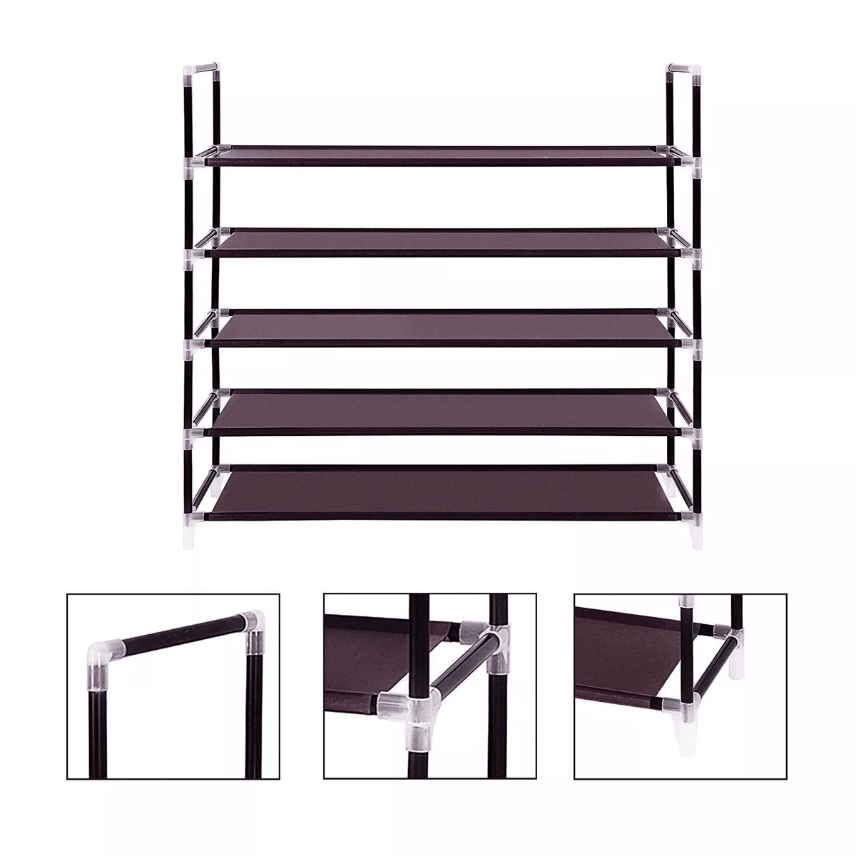 Concise 12 Batten 4 Tiers Bamboo Shoe Rack Coffee