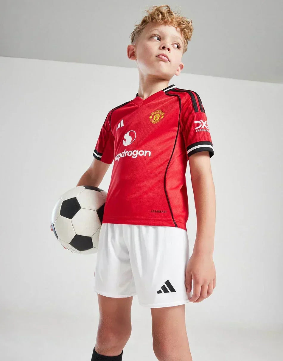 2025-26 Manchester United Home Kids Football Kit