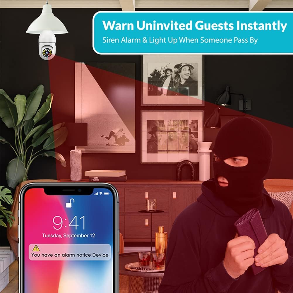 Bulbguard Wireless Outdoor WiFi Surveillance Bulb Camera with Human Tracking and Night Vision Keilini