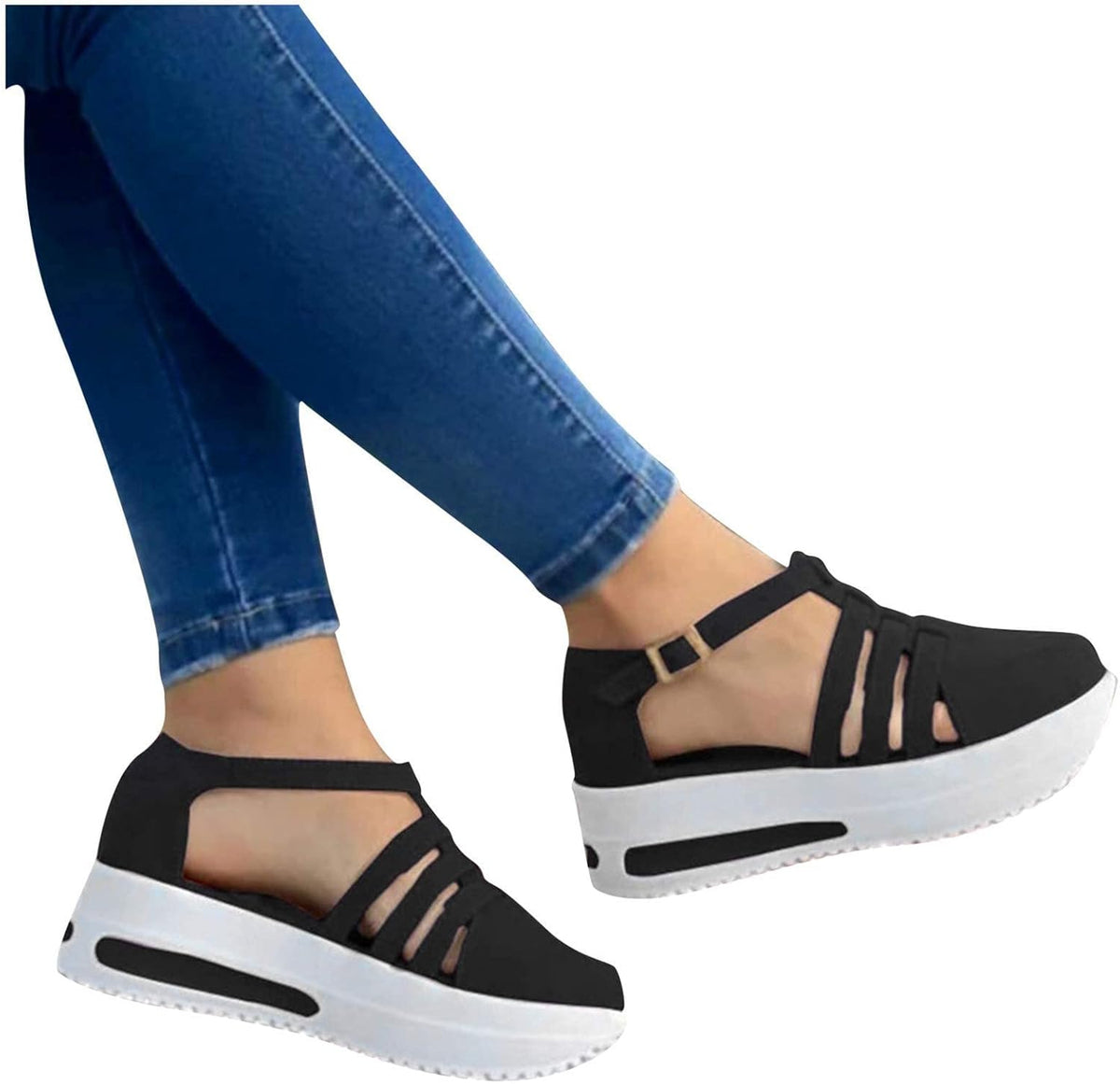 Libiyi Women Sandals Casual Thick Bottom Comfortable Mid Heels Sandals