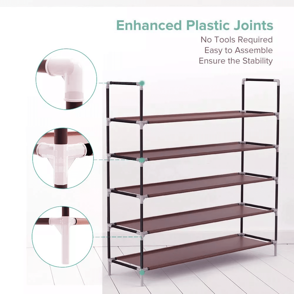 Concise 12 Batten 4 Tiers Bamboo Shoe Rack Coffee