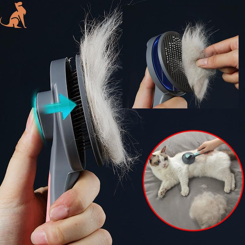 Self-cleaning brush for cats