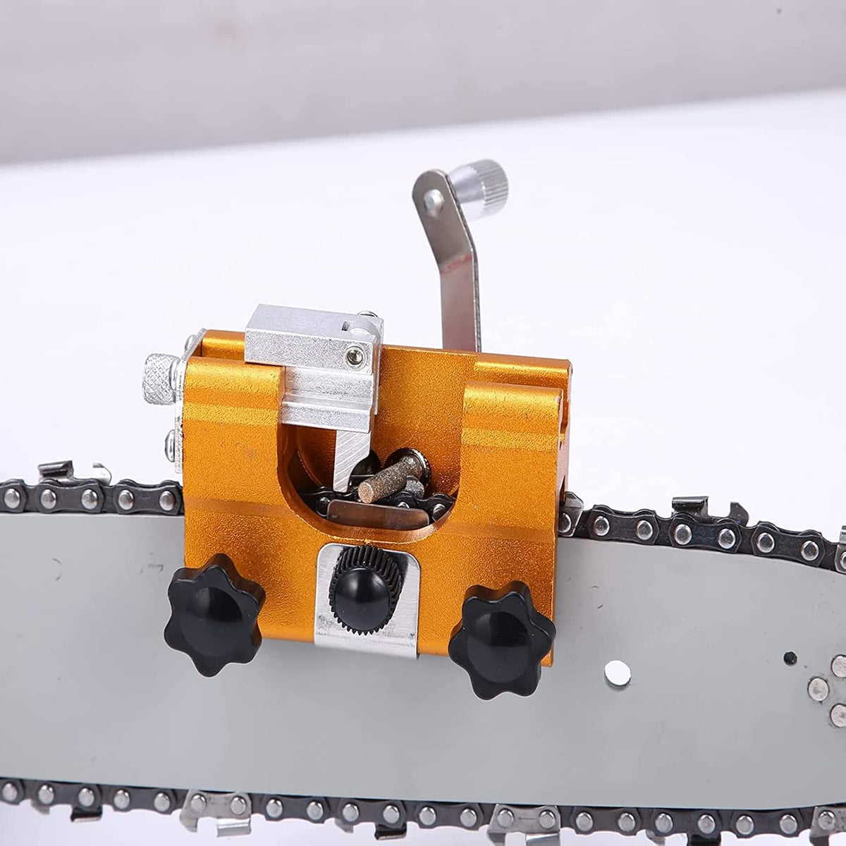 Sherum portable electric or manual chainsaw sharpener