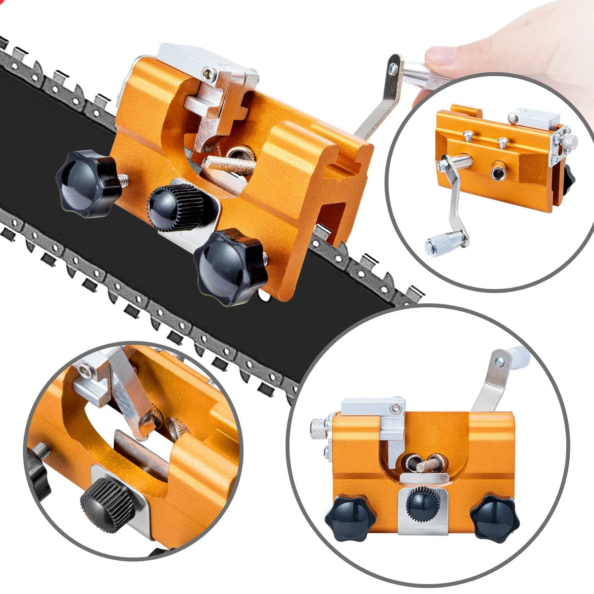 Sherum portable electric or manual chainsaw sharpener