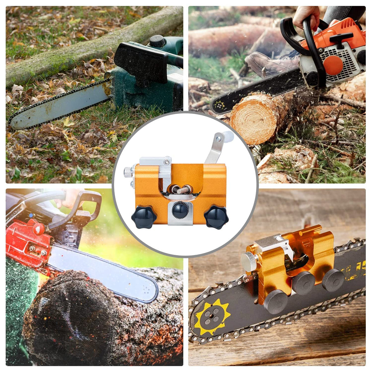 Sherum portable electric or manual chainsaw sharpener
