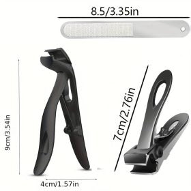 Sherum ergonomic nail clippers with wide angled head and nail catcher