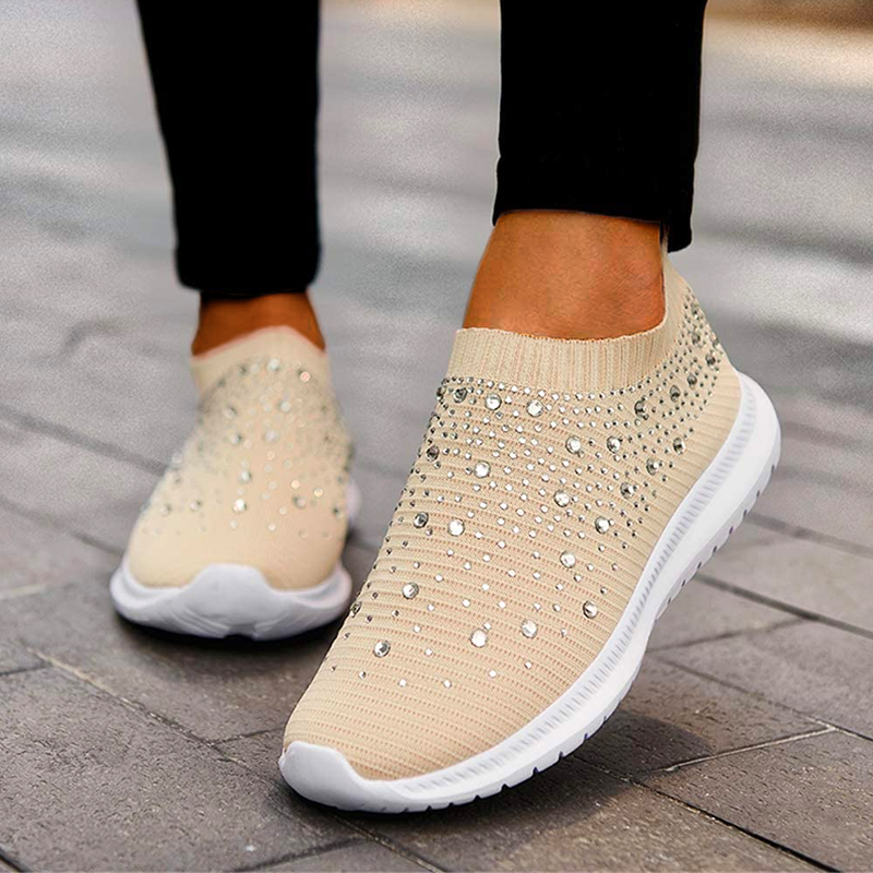 Nanccy Women’s Crystal Breathable Orthopedic Slip-On Walking Shoes