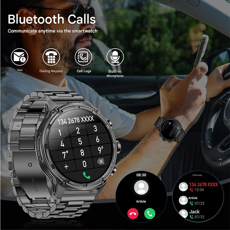 Stahlgear Zeus Connected smart watch men 1.85 inch HD sport Bluetooth call GPS sport Fitness Tracker heart monitor 710 mAh waterproof