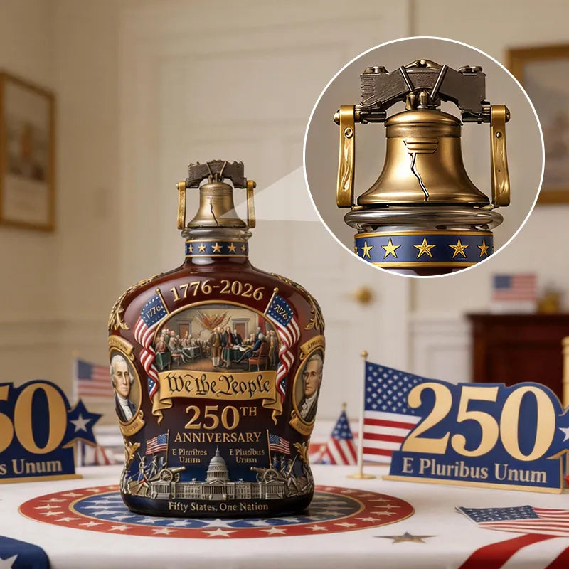 SheremArt We The People 250 – Liberty Bell Crystal Decanter for America’s Quarter-Millennium Anniversary