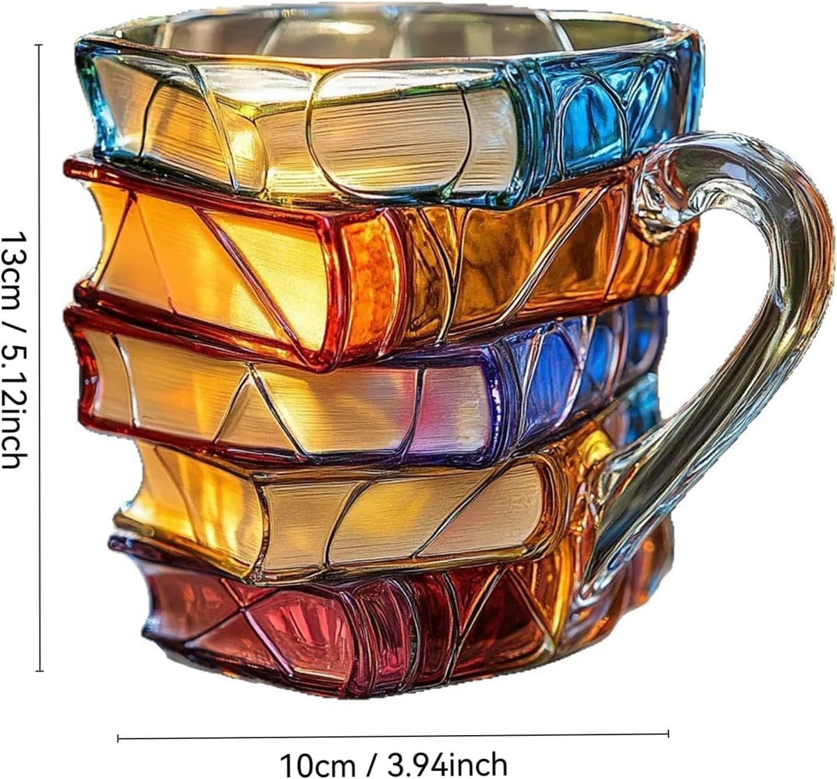 Yifare mug Decorative mug in the shape of stacked books – hand-painted ceramic, ornament for home and office