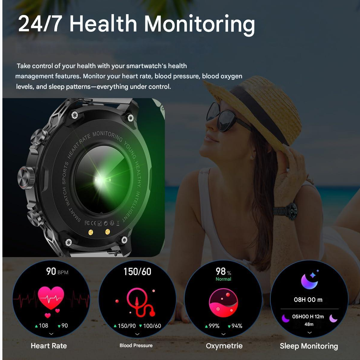Stahlgear Zeus Connected smart watch men 1.85 inch HD sport Bluetooth call GPS sport Fitness Tracker heart monitor 710 mAh waterproof