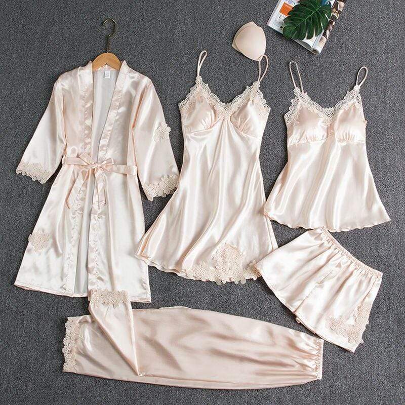 5 piece silk pajama set celinoe
