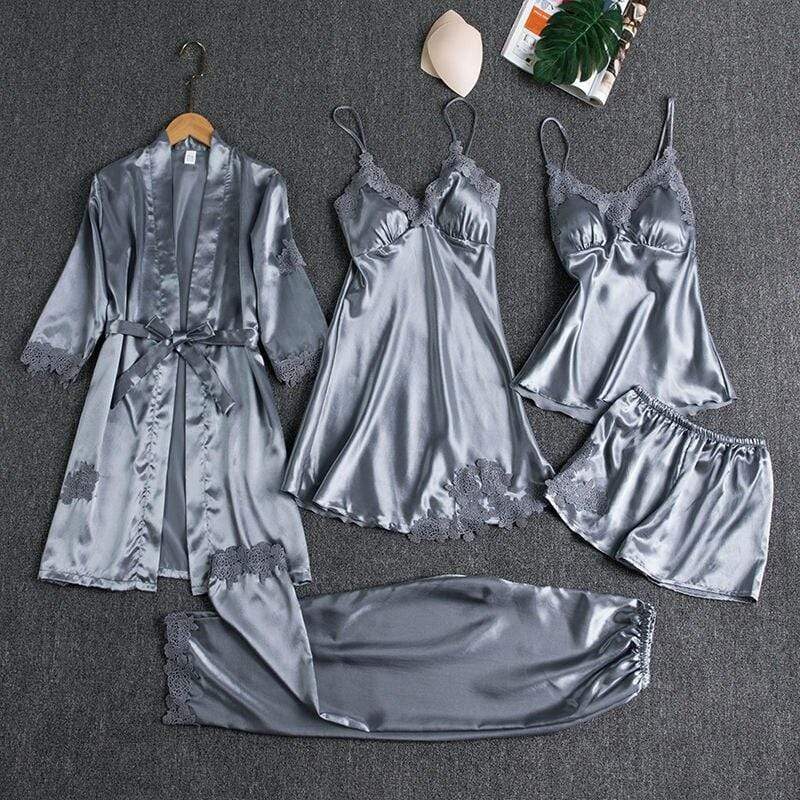 5 piece silk pajama set celinoe