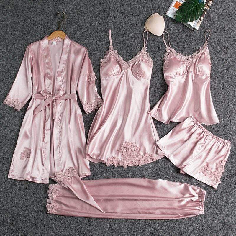 5 piece silk pajama set celinoe