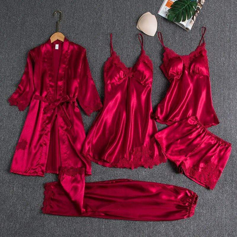 5 piece silk pajama set celinoe