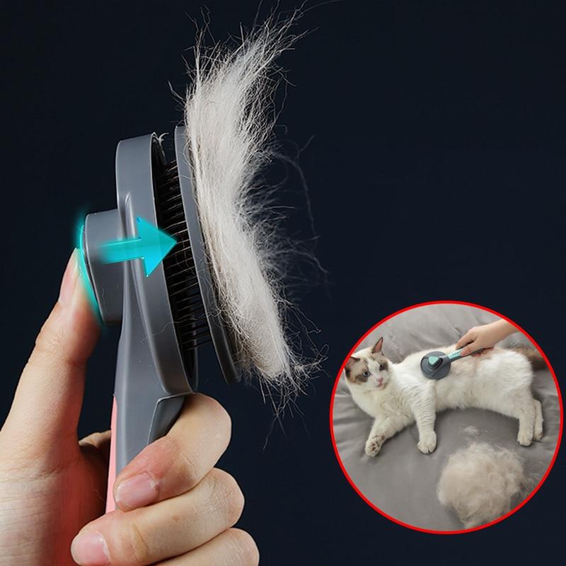 Self-cleaning brush for cats