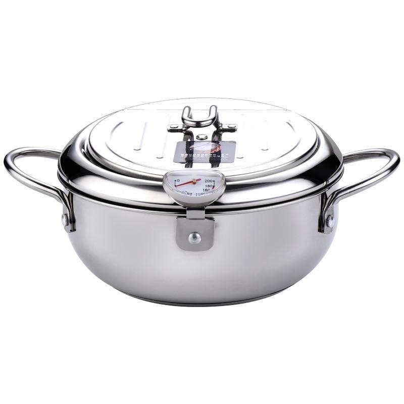 Stainless steel deep frying pot