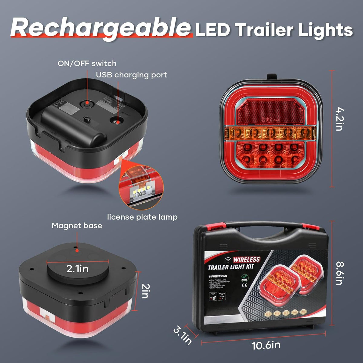 Wireless LED Magnetic Trailer Tail Light