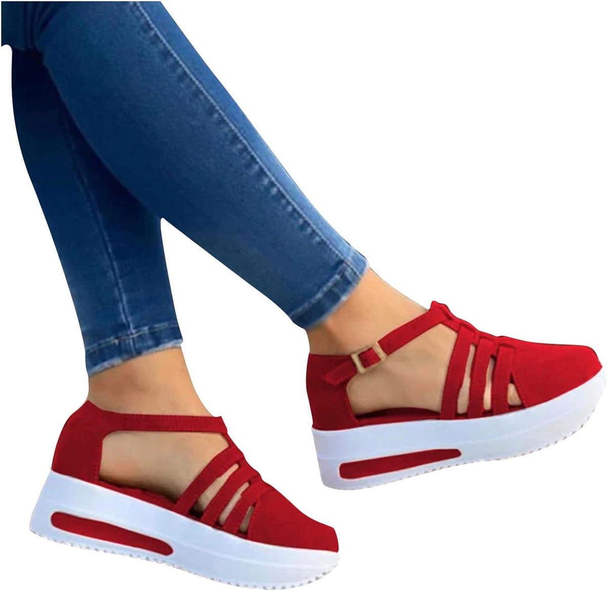 Libiyi Women Sandals Casual Thick Bottom Comfortable Mid Heels Sandals