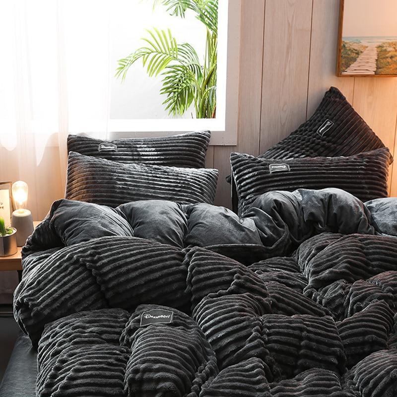 Thick Corduroy Velvet Winter Bed Duvet Cover